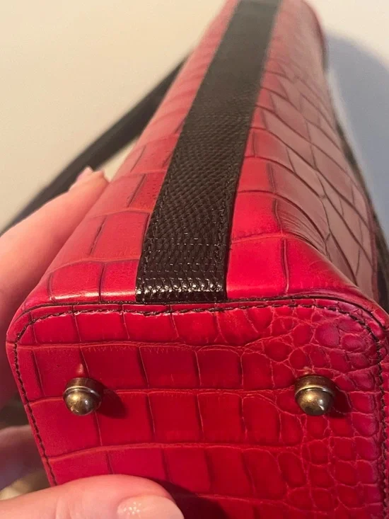 *RARE* Brahmin Burchelli Collection Red Leather & Calf Hair Kendall Bag - Picture 5 of 14